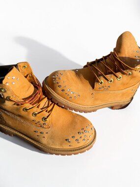 Timberland Wheat Rhinestone Custom 6-Inch Boots Women 6.5 One of One